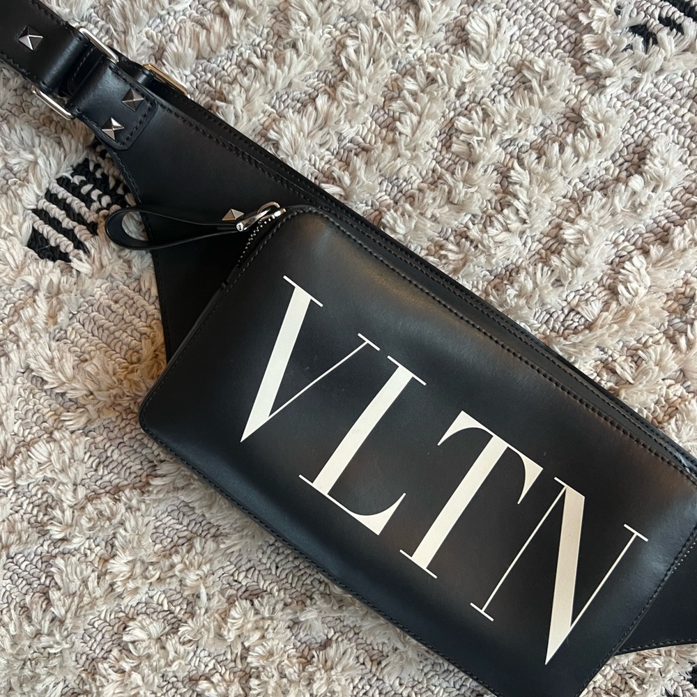 Valentino Black VLTN Belt Bag authentic